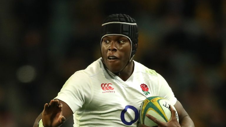 Maro Itoje of England runs with the ball during the International Test match between the Australian Wallabies and England 