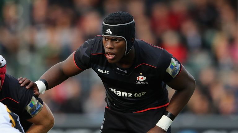 BARNET, ENGLAND - OCTOBER 09:  Maro Itoje of Saracens looks on during the Aviva Premiership match between Saracens and Wasps at Allianz Park on October 9, 