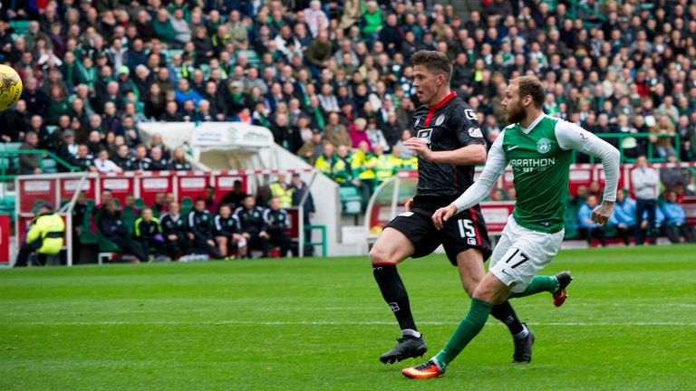 Martin Boyle scores the opening goal for Hibs against St Mirren