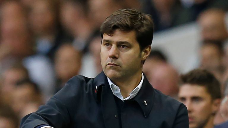 Tottenham Hotspur's Argentinian head coach Mauricio Pochettino gestures on the touchline during the English Premier League football match between Tottenham