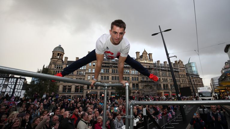 Double gold medal-winning gymnast Max Whitlock keeps the crowd entertained