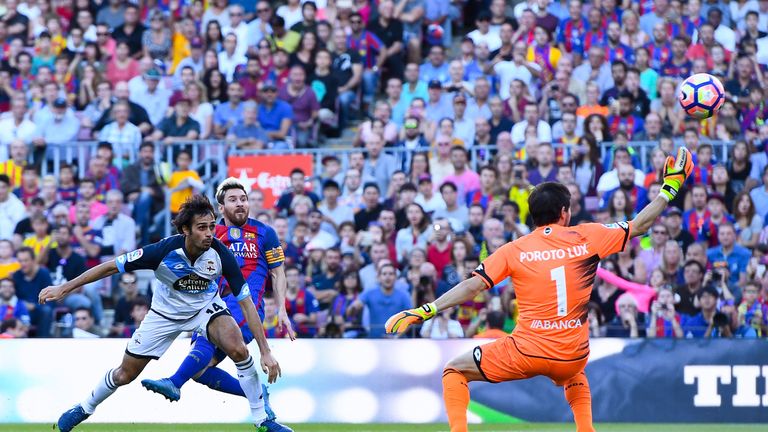 Lionel Messi scored with just his third touch on his Barcelona return