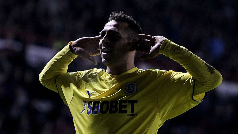 BRISTOL, ENGLAND - JANUARY 26:  Michael Chopra of Cardiff City celebrates his goal during the Coca-Cola Championship match between Bristol City and Cardiff