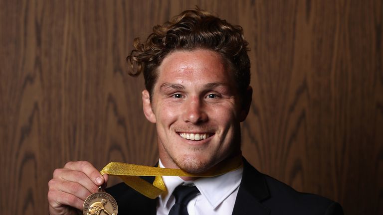 SYDNEY, AUSTRALIA - OCTOBER 27:  Michael Hooper of the Wallabies poses after being awarded the John Eales Medal during the 2016 John Eales Medal at Royal R