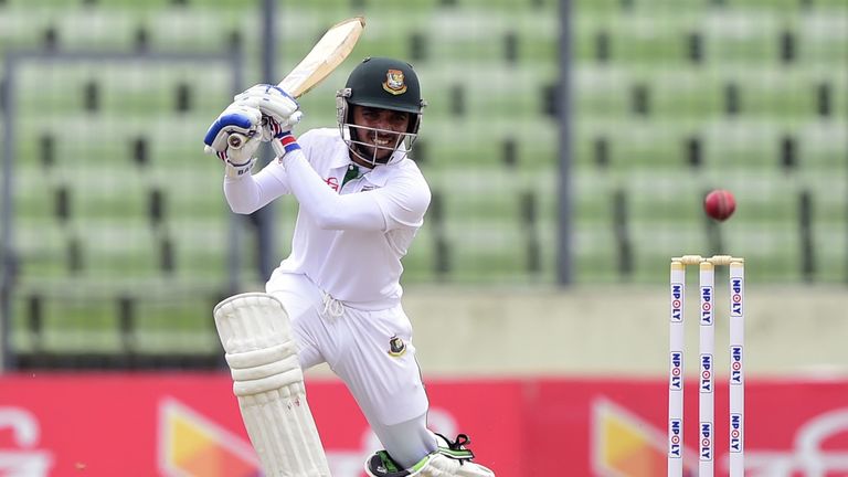 Bangladesh cricketer Mominul Haque plays a shot during the first day of the second cricket Test match between Bangladesh and South Africa at the Sher-e-Ban