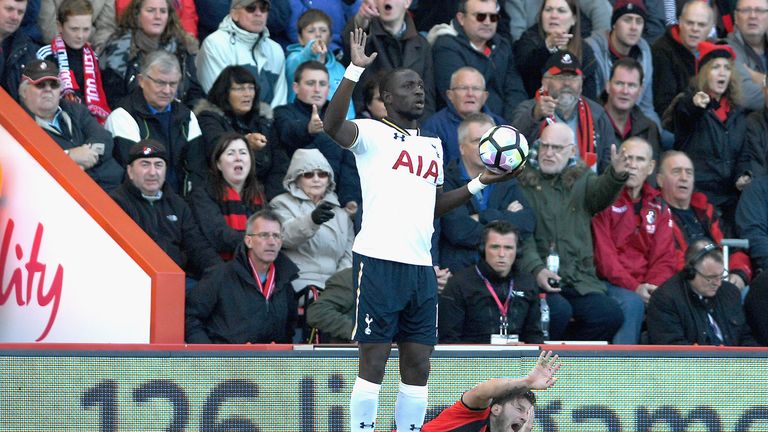 Harry Arter reacts to his clash with Moussa Sissoko