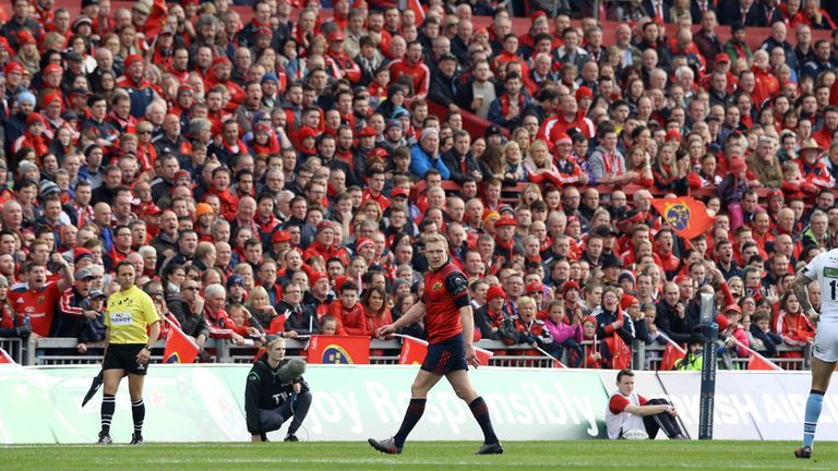 Munster's Keith Earls after being sent off during the European Champions Cup, Pool One match at Thomond Park, Limerick.