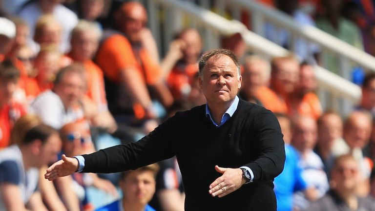 PETERBOROUGH, ENGLAND - MAY 08:  Neil McDonald manager of Blackpool signals during the Sky Bet League One match between Peterborough United and Blackpool a