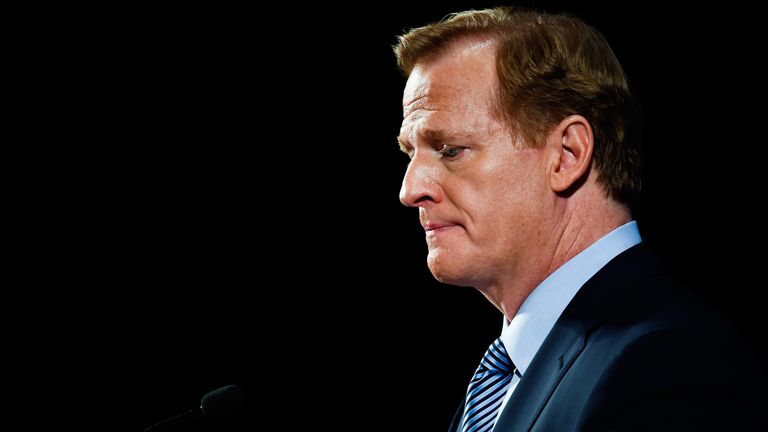 National Football League commissioner Roger Goodell speaks during a press conference 