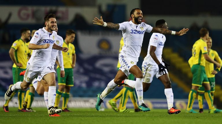LEEDS, ENGLAND - OCTOBER 25:  Kyle Bartley (c) of Leeds United celebrates his teams win during the EFL Cup Fourth Round match between Leeds United and Norw