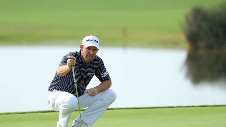 VILAMOURA, PORTUGAL - OCTOBER 20:  Padraig Harrington of Ireland lines up on the 17th green during day one of the Portugal Masters at Victoria Clube de Gol