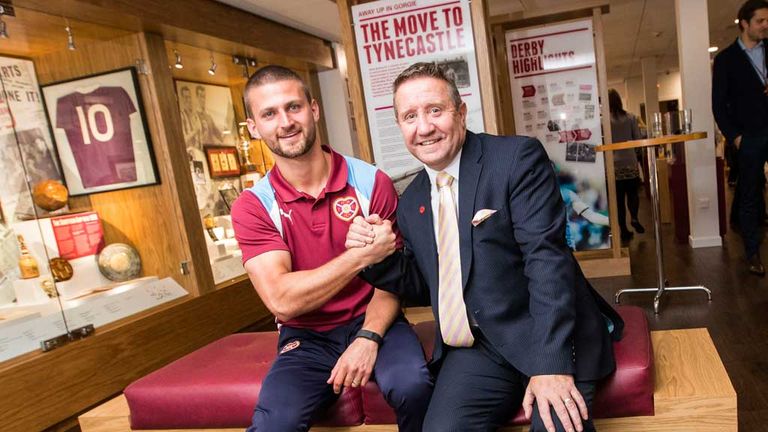 New Hearts' captain Perry Kitchen pictured with John Robertson