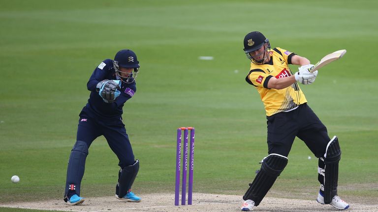 HOVE, ENGLAND - JUNE 12: Phil Salt of Sussex plays a shot during the Royal London One Day Cup match between Sussex and Middlesex at The 1st Central County 