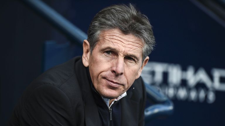 Claude Puel looks on from his seat at the Etihad Stadium