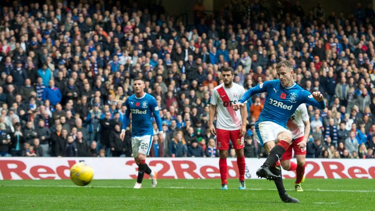 Rangers' Andy Halliday scores his side's second of the match from the penalty spot