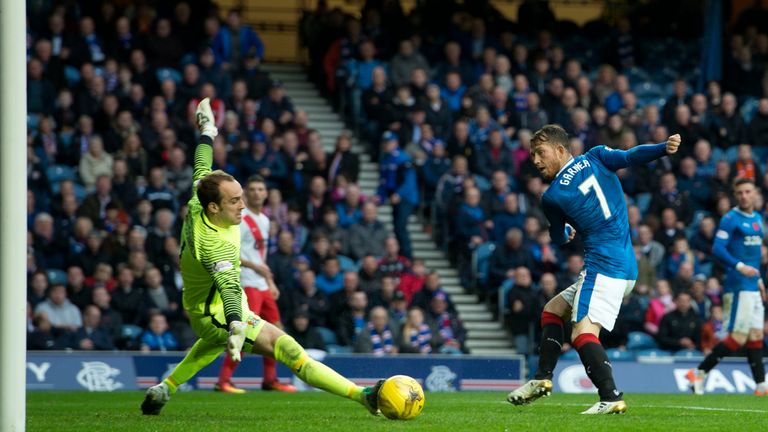 Rangers' Joe Garner with his side's third of the match