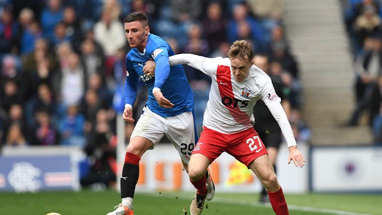 Michael O'Halloran battles for the ball against Luke Hendrie