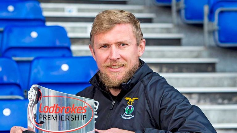Richie Foran of Inverness CT with his manager of the month award for September 2016