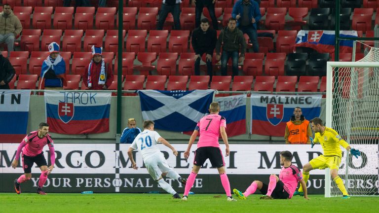 Slovakia's Robert Mak adds second of the match in 3-0 win over Scotland 