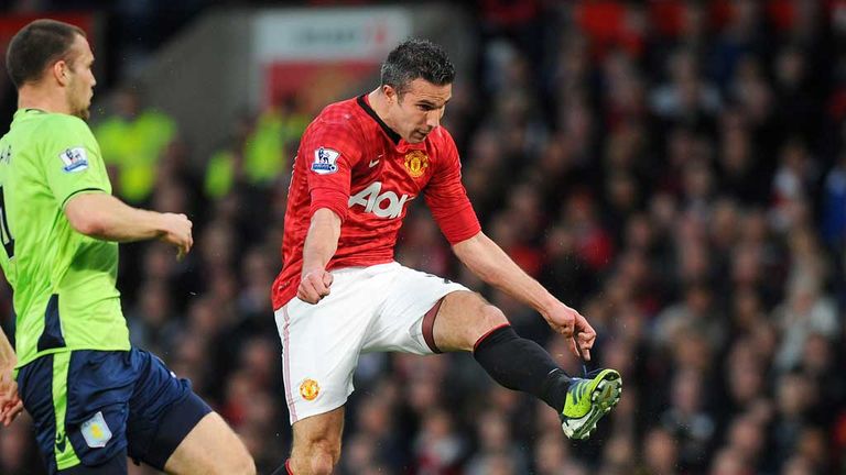 Van Persie blasts home his left-foot volley against Villa in 2013