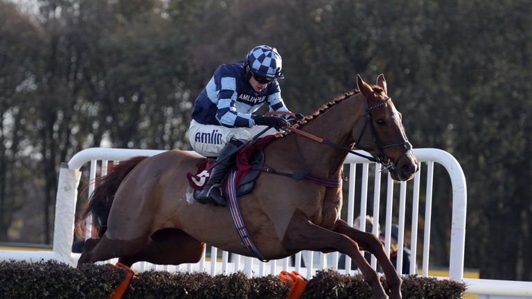 Rock The Kasbah ridden by Tom O'Brien clears the last hurdle on their way to winning the Better Odds With Betfair Exchange Handicap Hurdle during Betfair C