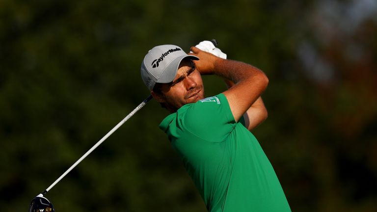 SPIJK, NETHERLANDS - SEPTEMBER 08:  Romain Langasque of France hits his tee shot on the 9th during the first round on day one of the KLM Open at The Dutch 