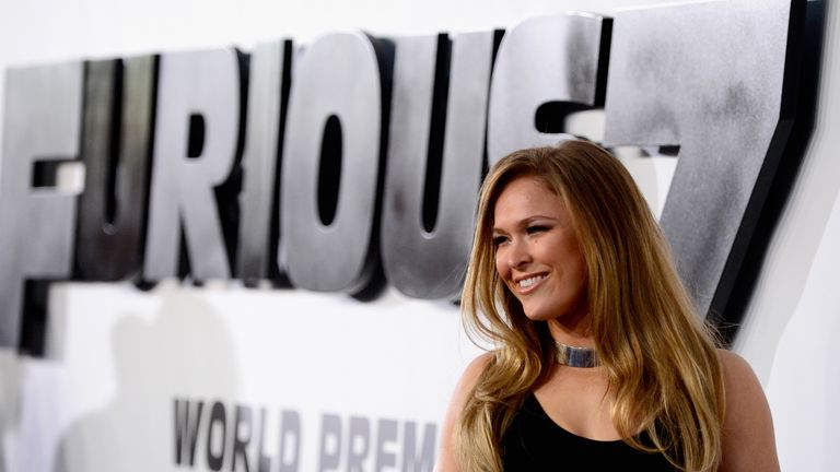 HOLLYWOOD, CA - APRIL 01:  Martial artist Ronda Rousey attends Universal Pictures' "Furious 7" premiere at TCL Chinese Theatre on April 1, 2015 in Hollywoo