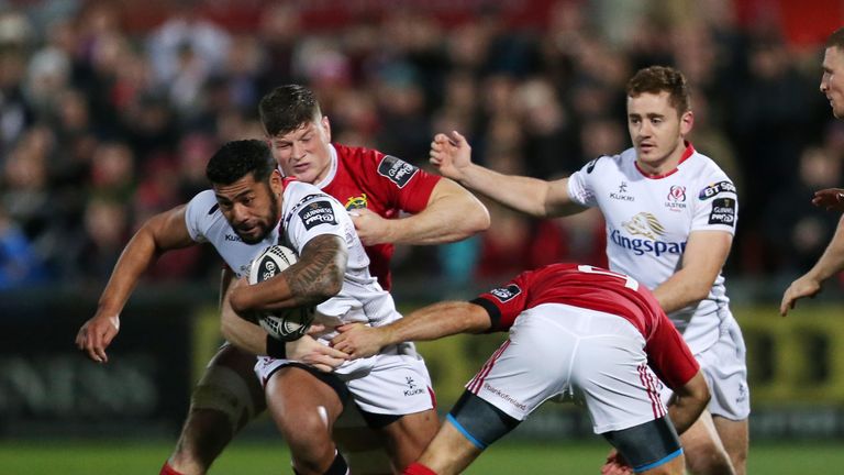 Ulster's Charles Piutau is tackled by Duncan Williams (right) and Jack O'Donoghue