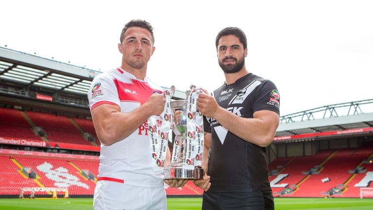 2016 Ladbrokes Four Nations Launch - Anfield, Liverpool, England - England's Sam Burgess and New Zealand's Jesse Bromwich