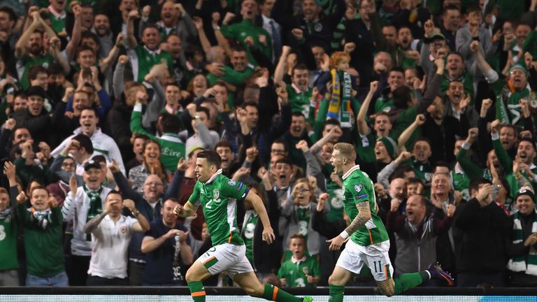 Seamus Coleman celebrates his goal against Georgia