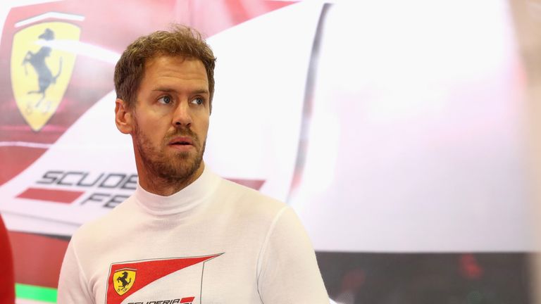 Sebastian Vettel in the Ferrari garage during final practice at the Mexico Grand Prix