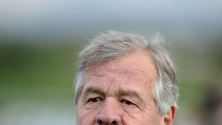 DONCASTER, ENGLAND - OCTOBER 26: Trainer Sir Michael Stoute is seen during the Racing Post Trophy Meeting at Doncaster Racecourse on October 26, 2013 in Do