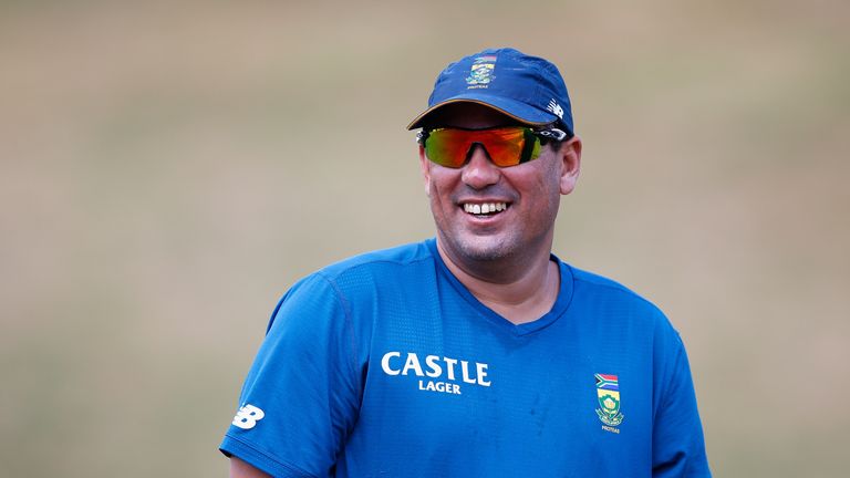 JOHANNESBURG, SOUTH AFRICA - JANUARY 13:  Coach Russell Domingo of South Africa  looks on during South Africa media access at the Wanderers Stadium on Janu