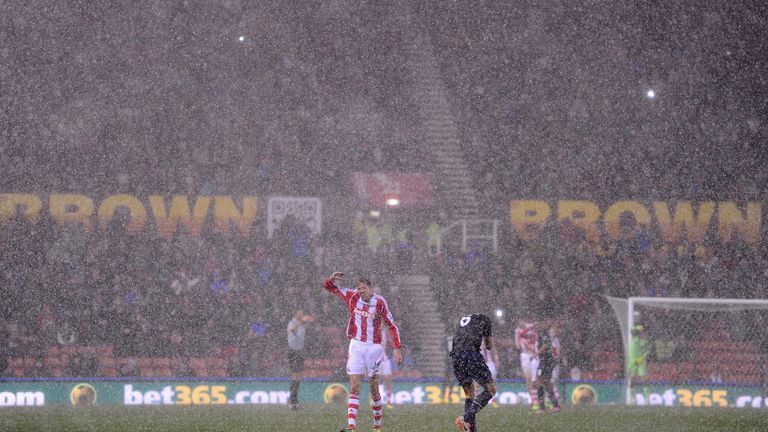 Heavy rain falls at Stoke