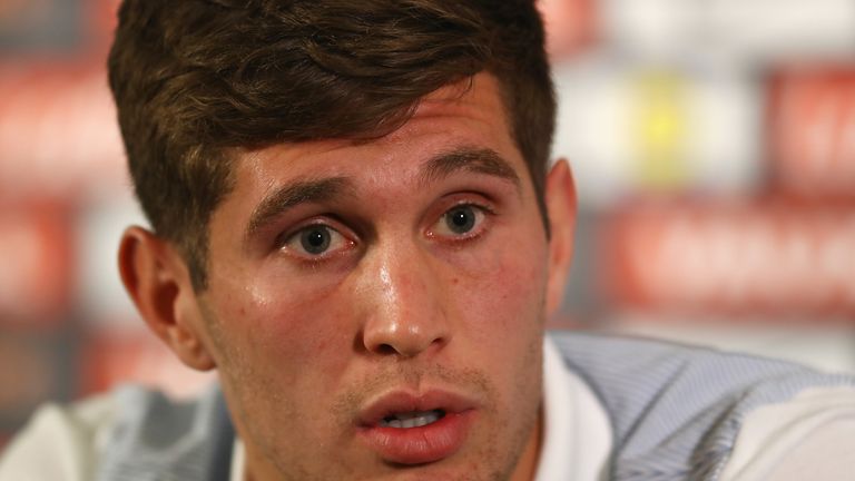 BURTON-UPON-TRENT, ENGLAND - OCTOBER 05:  John Stones of England talks during a press conference at St. George's Park on October 5, 2016 in Burton-upon-Tre