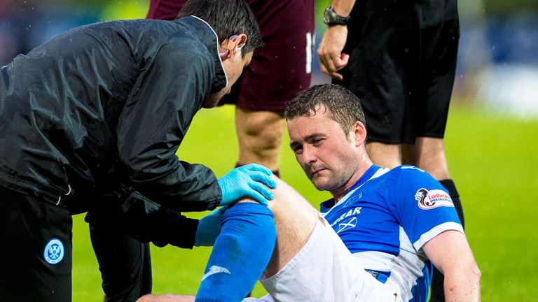 St Johnstone defender Tam Scobbie was injured in the League Cup win over Hearts in August