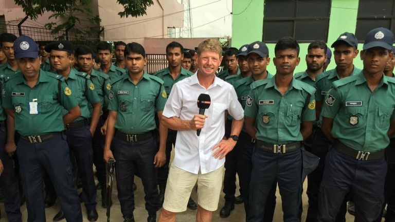 Reporter Tim Abraham in the thick of the action in Bangladesh