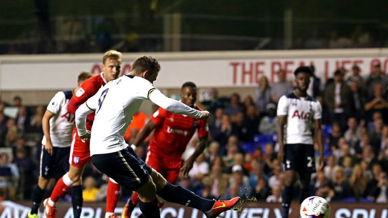 Vincent Janssen scores for Tottenham against Gillingham in the EFL Cup