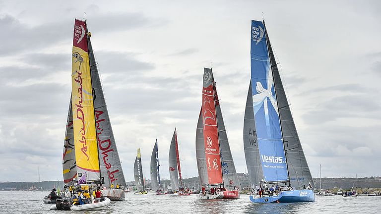 The fleet during the final In-Port Race on June 27, 2015 in Gothenburg, Sweden. The Volvo Ocean Race 2014-15 is the 12th running of this ocean marathon