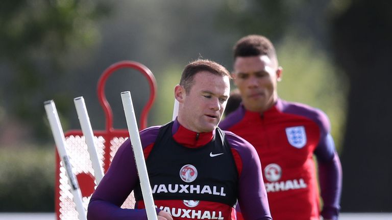 Wayne Rooney during a training session at Enfield Training Ground