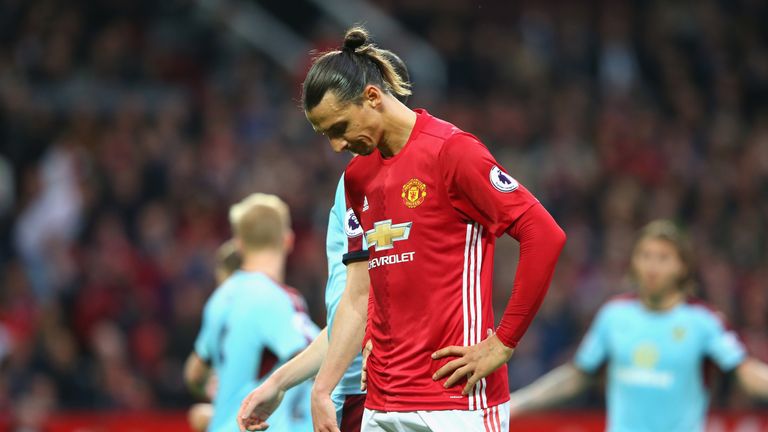 Zlatan Ibrahimovic of Manchester United reacts