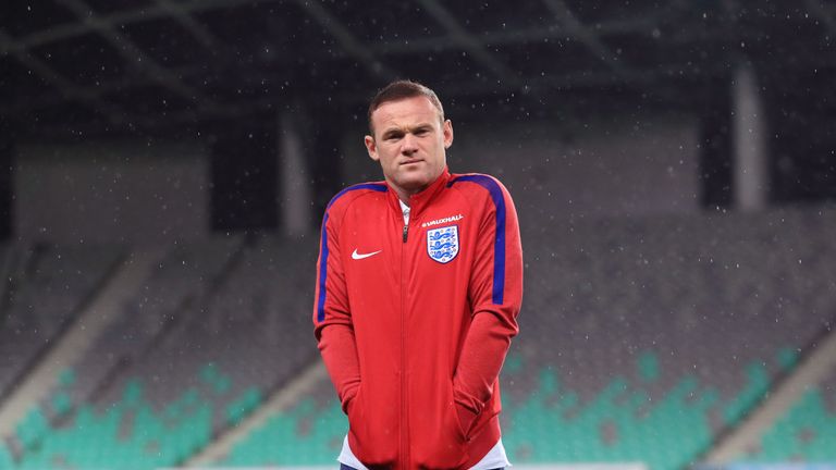 Wayne Rooney during a walkaround in Ljubliana.