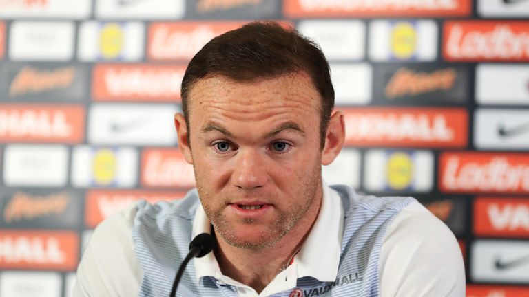 Wayne Rooney attends an England press conference at St George's Park