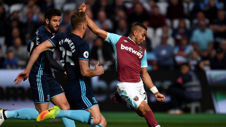 Dimitri Payet goes for goal against Middlesbrough