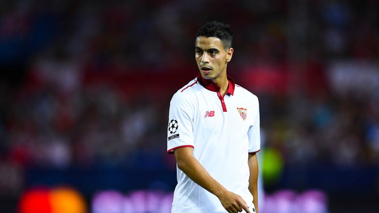 SEVILLE, SPAIN - SEPTEMBER 27:  Wissam Ben Yedder of Sevilla FC looks on during the UEFA Champions League Group H match between Sevilla FC and Olympique Ly