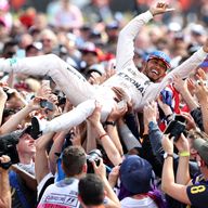 Lewis Hamilton crowdsurfs after his British GP victory - Picture from Getty Images