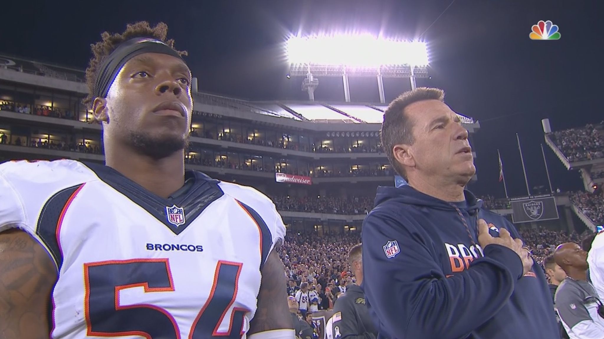 Broncos' Brandon Marshall Kneels During National Anthem