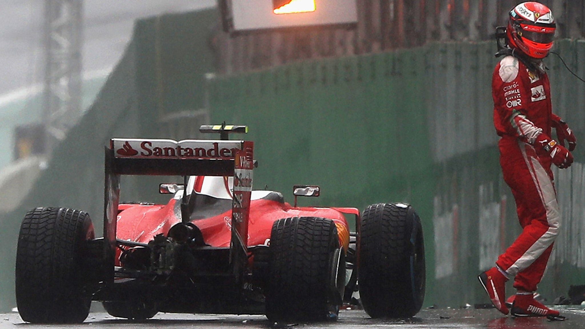 WATCH Kimi Raikkonen crashes out at Brazilian GP restart F1 News