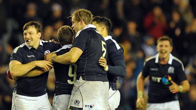 Scotland celebrate their win over Argentina last weekend