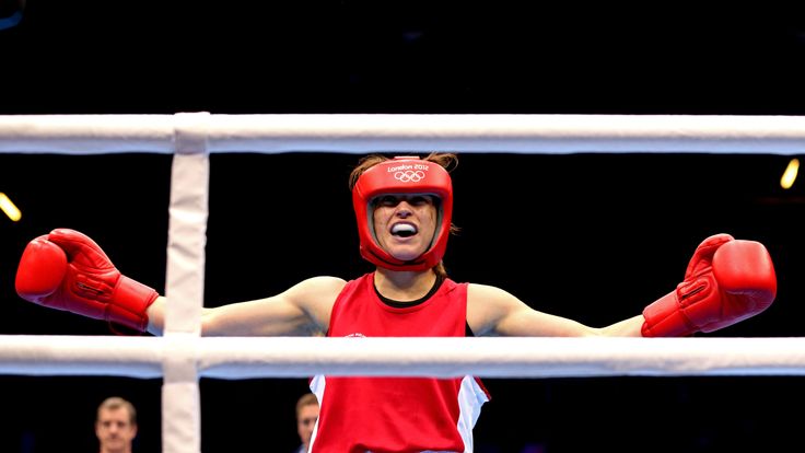 LONDON, ENGLAND - AUGUST 06:  Katie Taylor of Ireland celebrates after defeating Natasha Jonas of Great Britain in the Women's Light (60kg) Boxing Quarterf